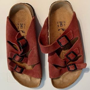 Birkenstock BIRKI’s 3 Strap Women’s Sandals Size 37 EU  6-6.5 US Mauve EUC